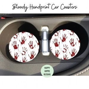 Bloody Handprint Car Coaster 2 Pack